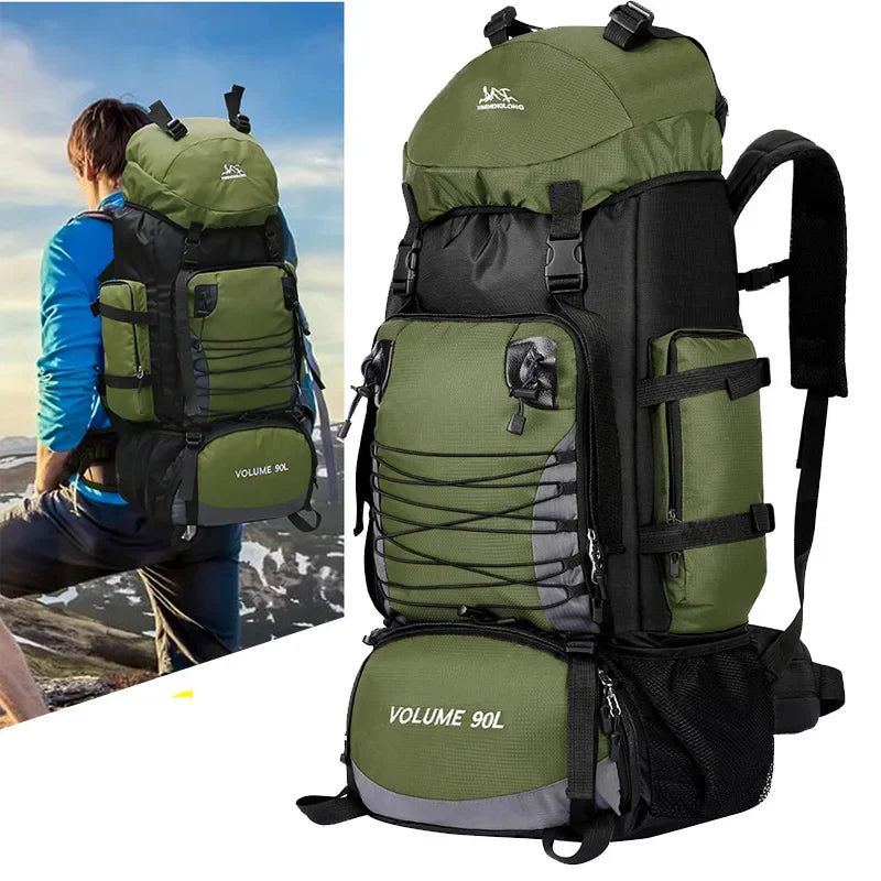 90L Tactical Camping Backpack Military-Style Green-2