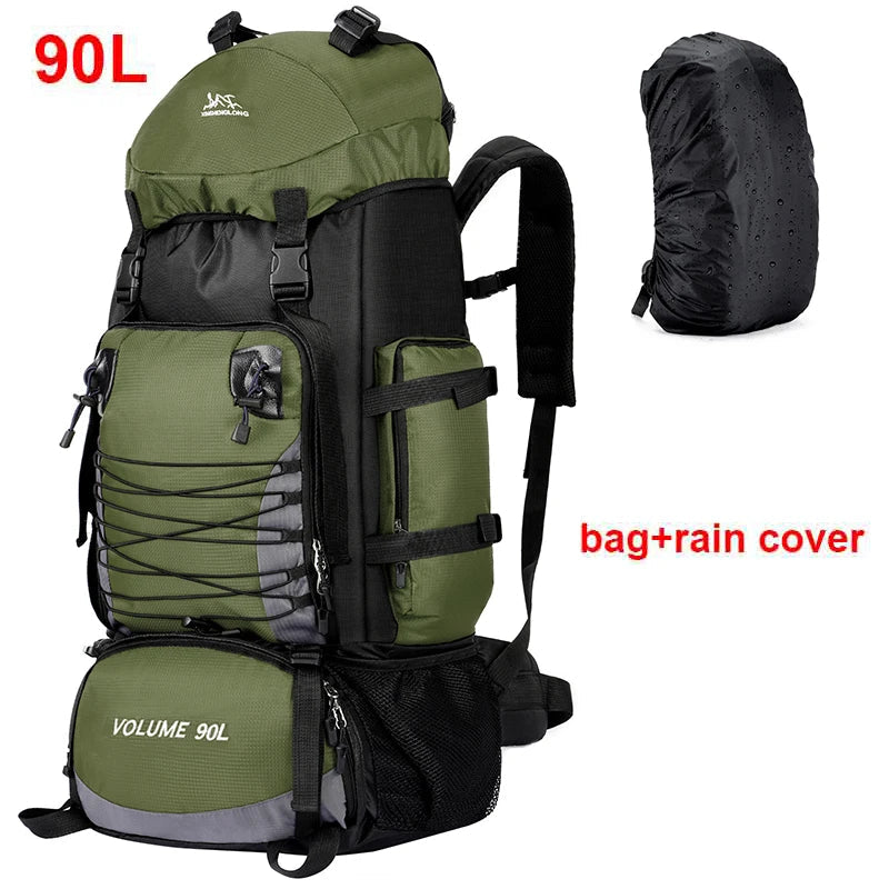 90L Tactical Camping Backpack Military-Style Green-3